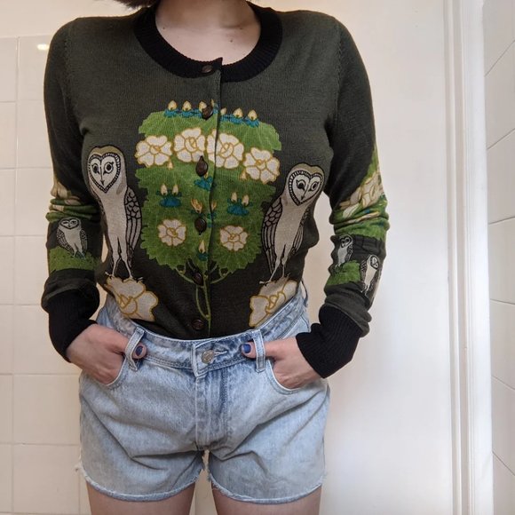 Rare Vintage Owl Button-Up Sweater - Picture 2 of 2